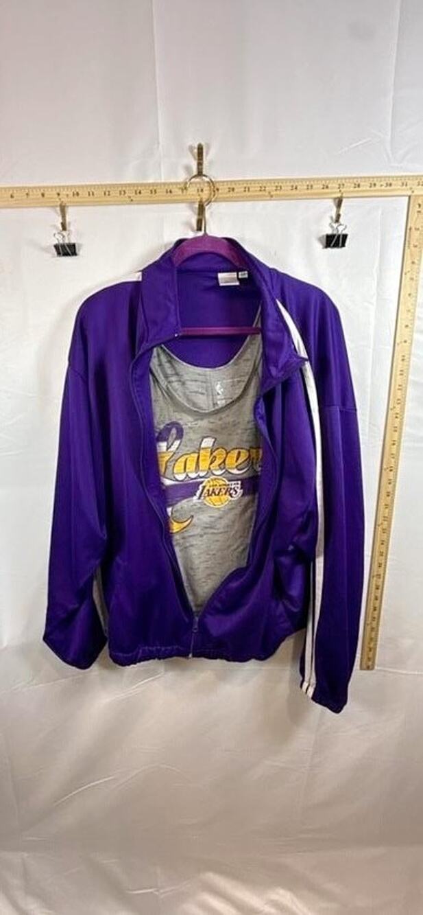 Neff Womens Full Zip Track Jacket 3XL NBA Los Angeles Lakers Tank Top 2XL Bundle